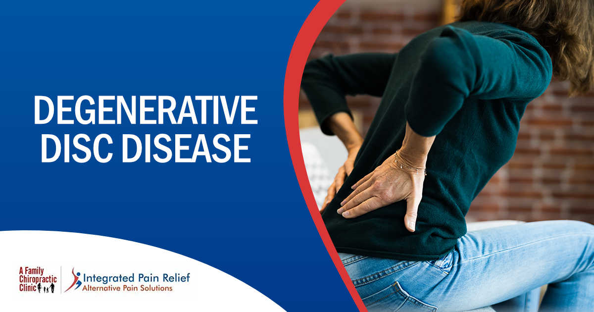 Image of a woman experiencing back pain, featuring A Family Chiropractic Clinic and highlighting degenerative disc disease treatment and care.