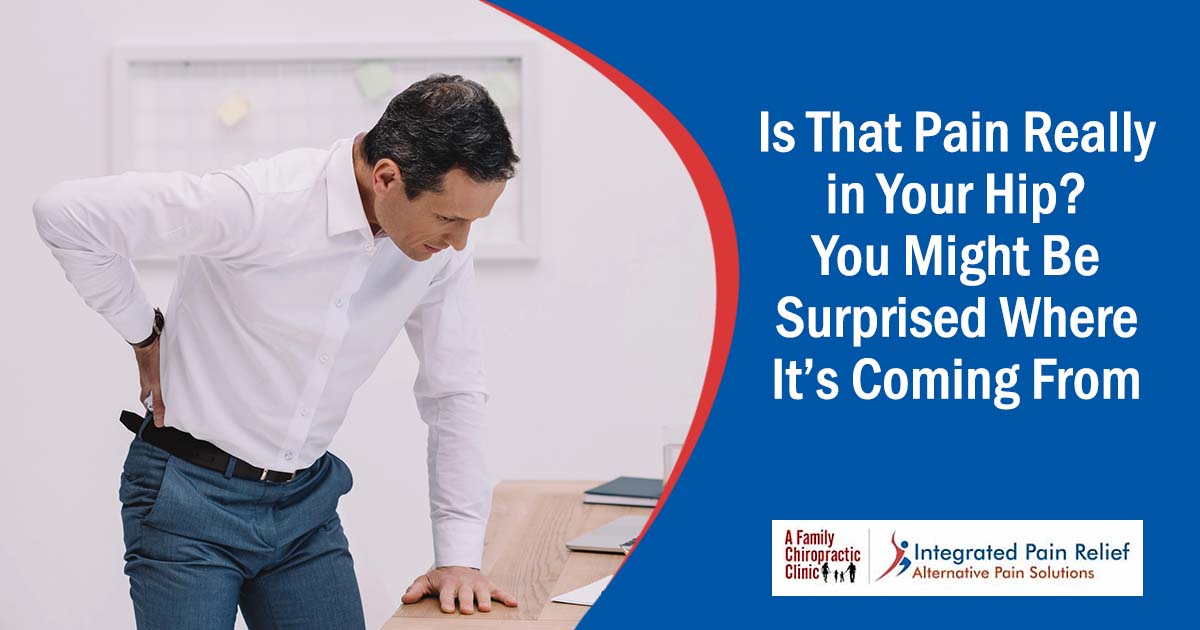 Image of a person experiencing backache, featuring A Family Chiropractic Clinic and highlighting the article 'Is That Pain Really in Your Hip? You Might Be Surprised Where It’s Coming From' to explore hidden sources of discomfort.