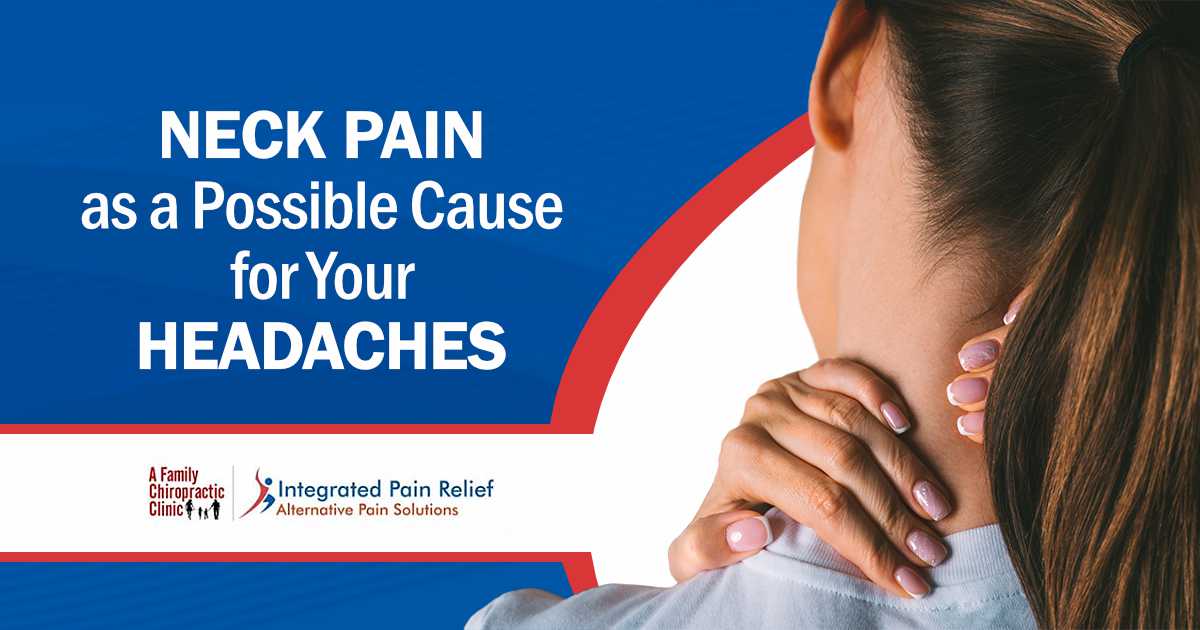 Image of a woman massaging her neck to relieve pain after working on a laptop, featuring A Family Chiropractic Clinic and highlighting neck pain as a possible cause of headaches.
